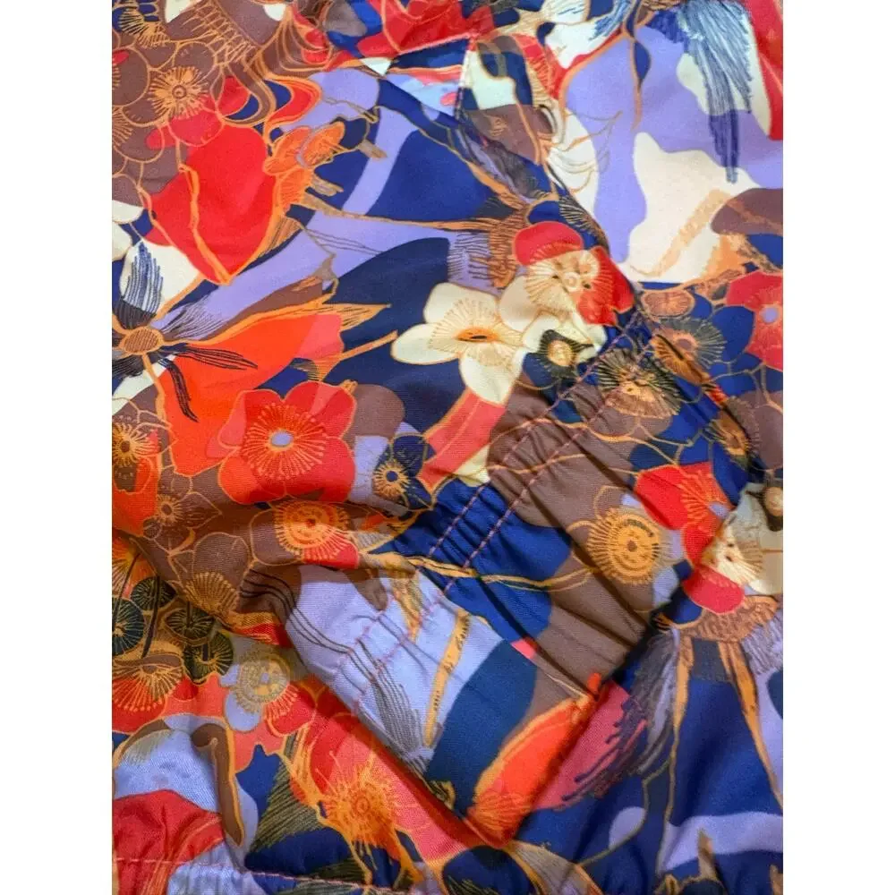 Nike Girls Floral Windrunner Coral Orange Blue Print Windbreaker Jacket